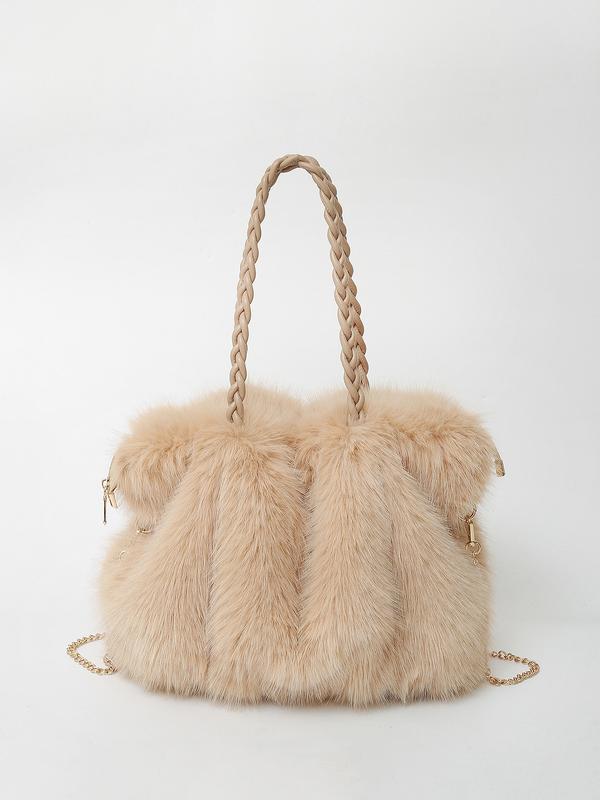 Plush Velvet Shoulder Tote