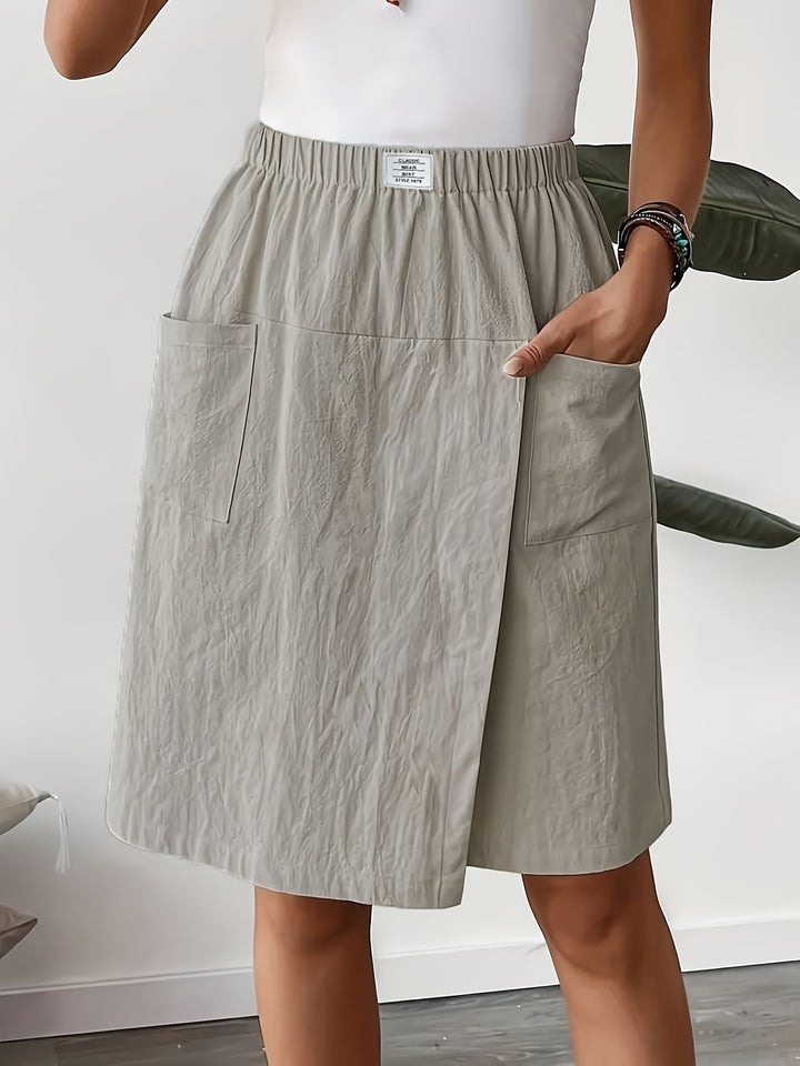 Elastic Waist Wide-Leg Pants with Pockets