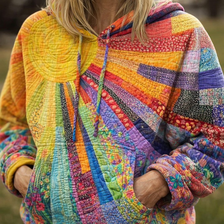 Laura™ - Bohemian Multicolor Patchwork Hoodie