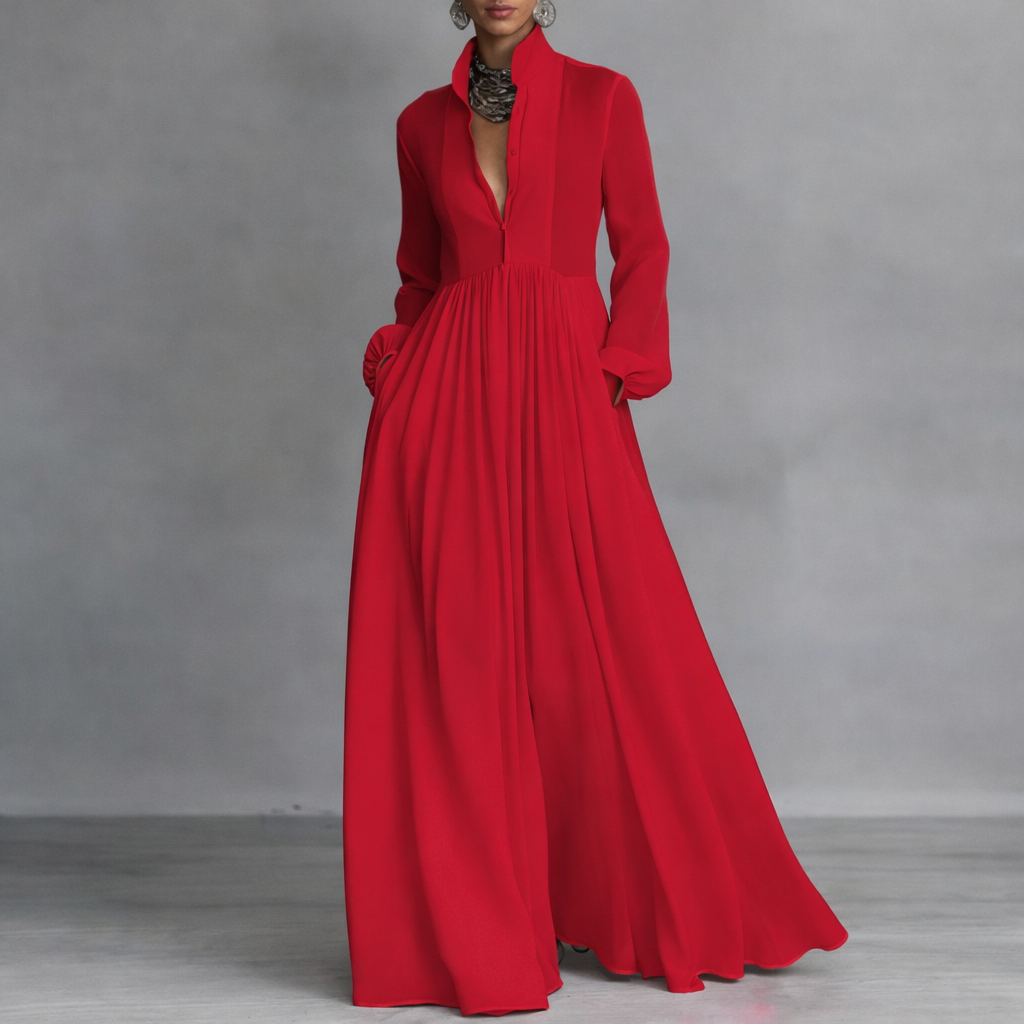 Serena | Elegant Flowing Button-Front Maxi Dress