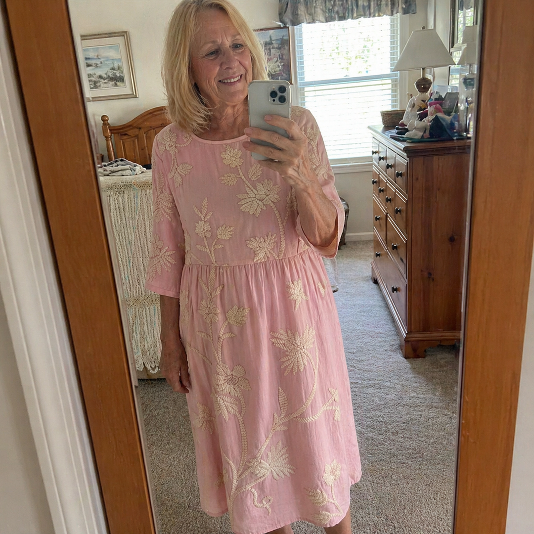 Phoebe | Plant & Flower Print Midi Dress