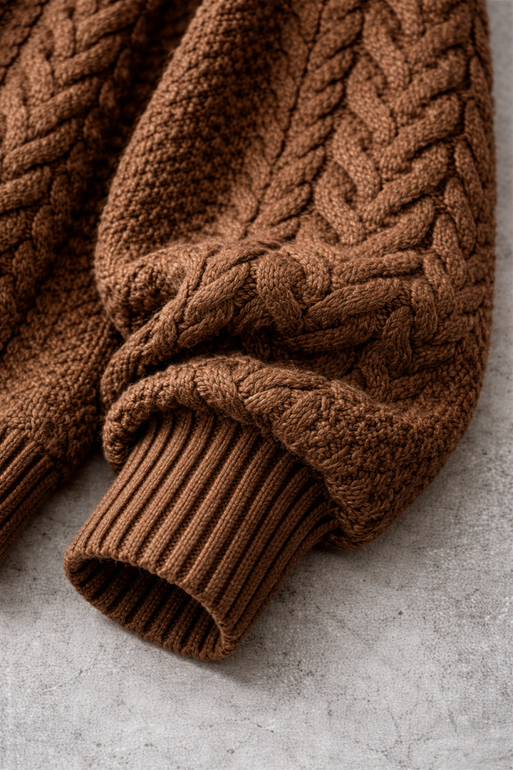 Solid Twisted Knit Sweater