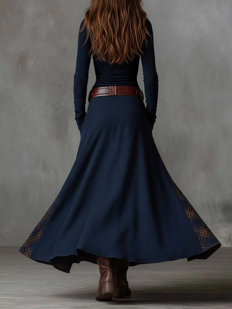 Annalise | Buttoned Plaid Maxi Dress