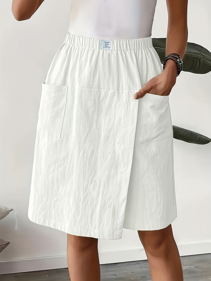 Elastic Waist Wide-Leg Pants with Pockets