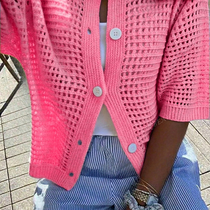 FOR BEAUTY Spring And Summer New Women'S Top, Easy And Casual, Hollowed Out Short Sleeved Tops Suitable for Beach Vacations And Travel