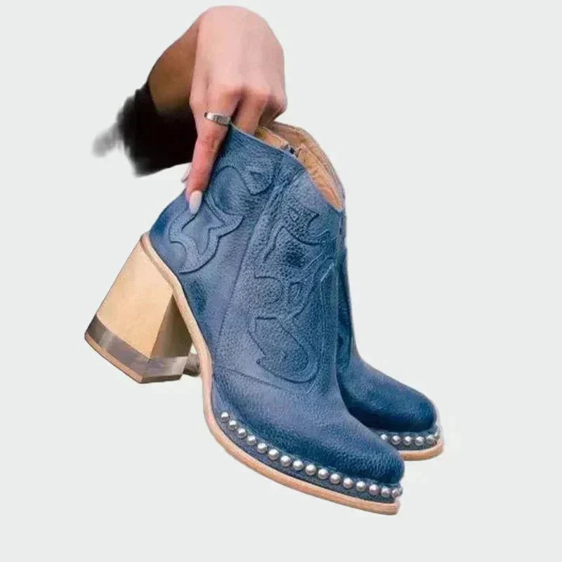 Noa | Embroidered Leather Boots
