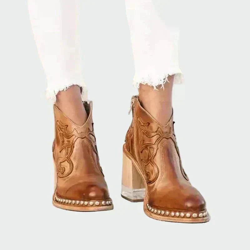 Noa | Embroidered Leather Boots